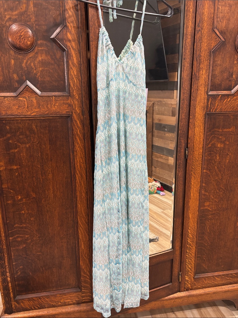 Elegant Blue and Cream summer dress